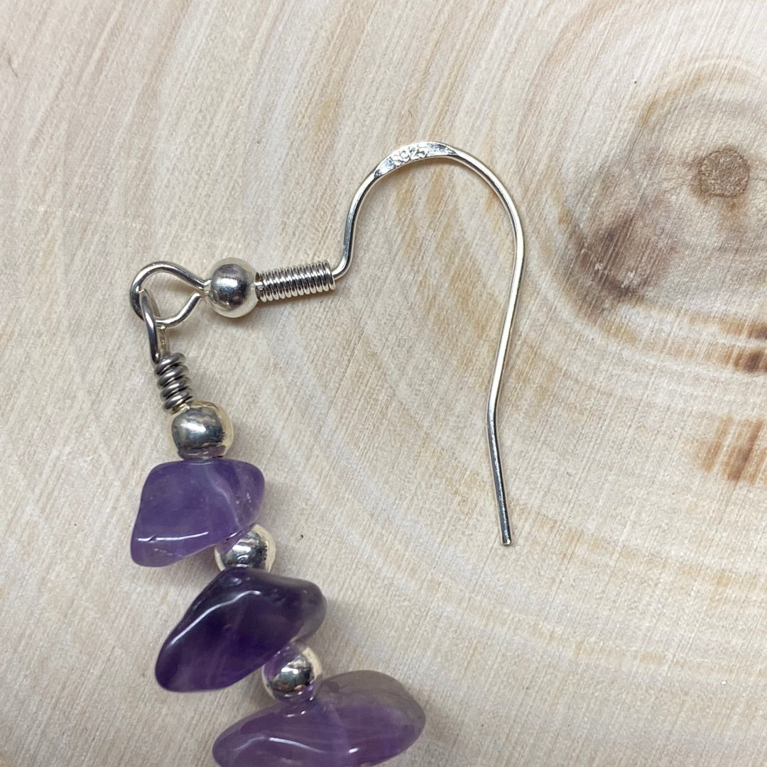Amethyst and Freshwater Pearl on Sterling Silver Earring